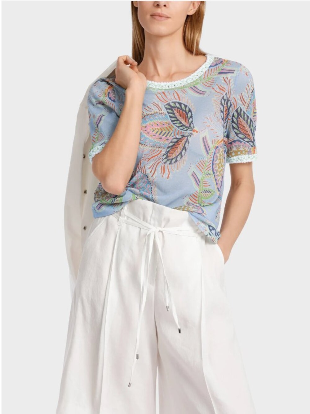 Marc Cain Multicolor Paisley Short Sleeve Top Size N3 US Size 6